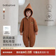 babylove寶寶夾棉連體衣冬季連帽哈衣棉服棉襖加棉刺繡保暖外出服