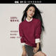 GIORDANO CONCEPTS 秋冬新款針織衫男女同款純羊毛衫刺繡寬松圓領(lǐng)套頭毛衣12055607 27藏紅 M