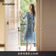 珂萊蒂爾【桑蠶絲】商場(chǎng)同款25年秋季新款優(yōu)雅真絲連衣裙 淺群青色 L