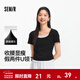 森馬（Semir）短袖t恤女短款緊身假兩件上衣2025夏裝新款收腰顯瘦U領(lǐng)撞色套頭衫 黑色90001 L