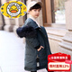 哈羅小黃鴨HAL.DUCK男童羽絨服過(guò)膝男童棉衣冬裝兒童中長(cháng)款洋氣毛領(lǐng)棉服中大童過(guò)膝外 墨綠色【男毛領(lǐng)】 120碼建議身高110CM左右