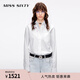 MISS SIXTY2025夏季新款長(cháng)袖襯衫女釘珠片唇印寬松中長(cháng)款薄上衣 漂白 M