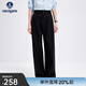 Navigare意大利小帆船女士休閑褲春秋季棉質(zhì)通勤長(cháng)褲寬松顯瘦闊腿褲女 暗夜黑 L