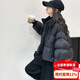 元氣小猴女童短款羽絨服冬裝2025新款兒童90白鴨絨大童女孩加厚面包服外套 黑色 160 cm