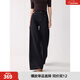 ELLE法式黑色水洗牛仔褲女2025冬新款高腰顯瘦小個(gè)子通勤闊腿褲子 牛仔黑 M