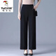 啄木鳥(niǎo)（TUCANO）中年老年m媽褲子2024秋冬新款外穿高腰長(cháng)褲休閑闊腿褲寬松直筒女 黑色 XL 115-125斤