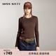 MISS SIXTY針織衫女圓領(lǐng)復古紐扣裝飾修身短款氣質(zhì)百搭上衣毛衣 啡色 S