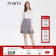 PORTS寶姿商場(chǎng)同款女裝春季氣質(zhì)簡(jiǎn)約星巖灰荷葉邊半身裙短裙 灰色混色 XS (2)