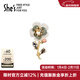 She's茜子唯愛(ài)序曲原創(chuàng  )山茶花胸針高檔胸花別針絲巾扣配飾新年禮物女 墨綠色D0