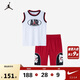 Jordan耐克AJ童裝男童籃球背心短褲2件套Nike兒童透氣套裝  杰斯特紅