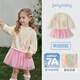 JELLYBABY女童連衣裙春季5兒童圓領(lǐng)衛衣裙假兩件拼接紗裙寶寶裙子
