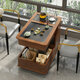 哈駱頓（HALODN）移動(dòng)實(shí)木茶幾邊幾陽(yáng)臺小茶桌車(chē)茶臺泡茶一體家用茶水柜沙發(fā)側邊柜 【全實(shí)木整裝】胡桃色-升級玻璃壺電器套裝
