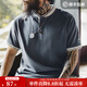 馬登工裝美式復古棒球領(lǐng)亨利衫t恤男重磅純棉正肩短袖衣服男裝夏季 熔巖灰 【男士新款/輕奢高級感】 S