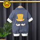 G.duck寶寶哈衣燈芯絨秋冬連體衣嬰幼兒外出衣服新生兒爬爬服純棉雙層 小胡子哈衣春秋款【霧霾藍】 90cm建議9-15個(gè)月