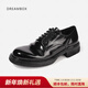 dreambox鈞博vibram高端馬臀皮休閑皮鞋手工固特異皮底男士德比鞋 黑色亮面 42