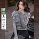 白鹿語(yǔ)優(yōu)雅V領(lǐng)異質(zhì)拼接針織衫春秋新款氣質(zhì)釘珠立體裝飾上衣女 灰色1 L