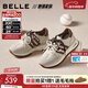 百麗（Belle）復古小金甘撞色跑道阿甘鞋女2026春新厚底增高運動(dòng)休閑鞋F1N1DAM6 杏色 37