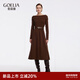 歌莉婭連衣裙女新年高級感穿搭出席重要場(chǎng)合宴會(huì )船領(lǐng)裙子1ECC4G080 91Y啡色 L