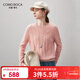 科蒙博卡2025秋冬新款加厚100%羊絨衫女圓領(lǐng)針織衫寬松打底毛衣 淺杏粉 M