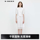 S.DEER圣迪奧夏季時(shí)尚個(gè)性女裝復古優(yōu)雅圓領(lǐng)短袖連衣裙S24261223 本白/9B M 165