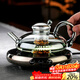 高茗輕奢財鼠壺下午茶北歐風(fēng)創(chuàng  )意蒸煮茶具套裝耐熱玻璃花茶煮茶壺 富庶壺+詩(shī)園爐 550ml