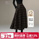 晚白【新品】復古格紋羊毛a字裙冬款氣質(zhì)長(cháng)裙高級感百搭半身裙 格子 M