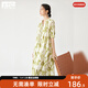 對白浪漫暈染水墨碎花連衣裙女2025新款夏季飄帶設計感時(shí)尚長(cháng)裙子 苔蘚綠花 L