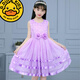 G.duck女童連衣裙公主裙2024夏季新款演出禮服裙子女孩中大童兩朵花彩條 2朵花公主裙紫色 140 [適合身高1米3左右]