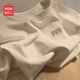 名創(chuàng  )優(yōu)品（MINISO）美式t恤男純棉重磅二本針春季薄款體恤衫男士痞帥潮流圓領(lǐng)長(cháng)袖潮 卡其(mt山岳探險胸標) L /175(100%純棉久洗如新)