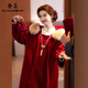 春乏紅色雙面絨呢子大衣女2025秋冬季新款結婚新娘大毛領(lǐng)毛呢外套女 紅色 S 建議105-115斤