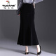 啄木鳥(niǎo)（TUCANO）金絲絨魚(yú)尾裙半身裙女秋冬2025新款高腰顯瘦中長(cháng)款一步裙包臀長(cháng)裙 黑色 M