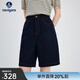 Navigare意大利小帆船牛仔短褲25夏季新款百搭時(shí)尚五分褲高腰通勤百搭中褲 海軍藍 M