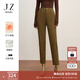 玖姿·安娜蔻休閑刺繡加絨保暖顯瘦鉛筆褲牛仔長(cháng)褲女冬款 咖啡 2XL