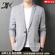 DK品牌男裝亞麻西服男士春夏季薄款韓版潮流單西休閑時(shí)尚小西裝外套 中灰色 M