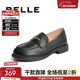 百麗（Belle）羊皮簡(jiǎn)約上班樂(lè )福鞋女通勤平跟百搭單鞋B1983CM4 黑色 37 (235mm)