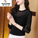 啄木鳥(niǎo)（TUCANO）網(wǎng)紗打底衫女黑色紗衣薄款沙衣內搭薄紗上衣春秋小衫洋氣時(shí)尚時(shí)髦 黑色 XL