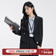 達佳詩(shī)灰色西服外套女短款小個(gè)子西裝套裝大學(xué)生面試職場(chǎng)職業(yè)正裝 黑色西裝外套 【寬松版型窄肩拍小一碼】 S  適合90-105斤可穿