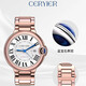 卡地亞（CARTIER ）藍氣球系列男女士手表超薄機械表時(shí)尚休閑氣質(zhì)情侶一對表新款男女 玫金白面-男款