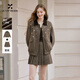 香影學(xué)院風(fēng)復古咖色百褶裙套裝女2026春季新款工裝夾克外套兩件套 套裝咖色 M