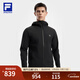 FILA 斐樂(lè )官方男士針織連帽外套2025秋新款健身運動(dòng)防曬寬松上衣 深黑-BK XL 180/100A/XL
