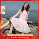 三彩獨醒2025夏季新款純棉連衣裙無(wú)袖背心裙寬松A字裙短裙F 蜜桃粉 L 165/88A