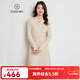 帕什羊絨連衣裙女中長(cháng)款35%山羊絨秋冬V領(lǐng)基礎厚款打底針織衫NF-11226 淺米色 M