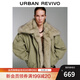 UR2025冬季新款女裝流光風(fēng)拼接毛領(lǐng)超寬松棉服外套UWJ150072 卡其綠 (偏寬松) S
