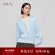 OVV秋冬熱賣(mài)女裝保暖羊絨可脫卸翻領(lǐng)休閑優(yōu)雅長(cháng)袖針織衫 天藍（凈色）A7 XL