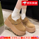 LPVG厚底增高勃肯鞋女鞋2026年春秋新款一腳蹬樂(lè )福鞋小個(gè)子深口單鞋子 駝色 35