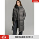 ELLE90白鴨絨中長(cháng)款寬松連帽羽絨服女2023冬裝新款小眾直筒外套 深灰 L