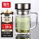 富光雙層玻璃杯支持團購定制泡茶杯辦公杯帶把 大容量男女水杯子580ML