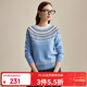 兆君2024秋冬紅色復古費爾島提花羊毛衫女圓領(lǐng)偏厚保暖針織毛衣 天空藍 105/L