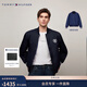Tommy Hilfiger【雙面穿】秋冬男女休閑美式學(xué)院滿(mǎn)印棒球領(lǐng)飛行員夾克外套 藏青色/深藍色DW5 M （推薦：135-150斤）