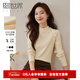 熙世界（sllsky）【雙面德絨】半高領(lǐng)打底衫女套頭秋冬顯瘦洋氣內搭T恤上衣 奶油杏 XL